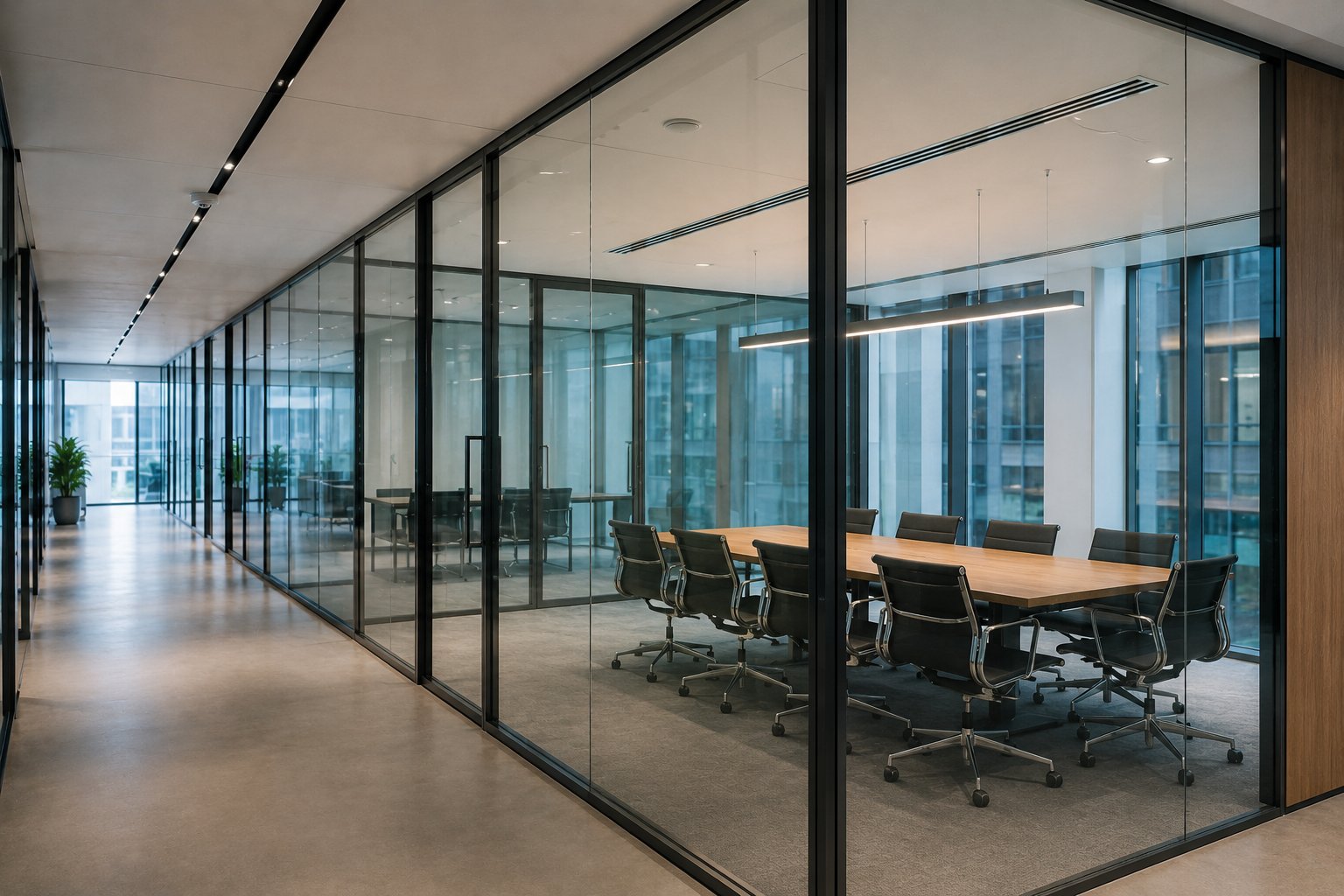 Vistra Commercial Partitioning System — glass office partitions